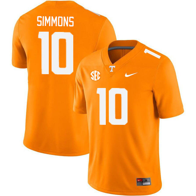Men #10 Elijah Simmons Tennessee Volunteers College Football Jerseys Stitched Sale-Orange